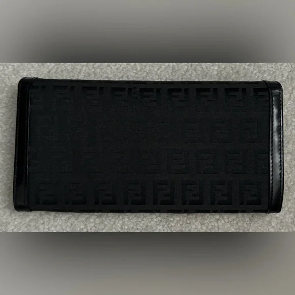 ❗️SOLD❗️ NEW Y2K Fendi Zucchino Black Continental Monogram FF Canvas Long Wallet - Picture 3 of 12